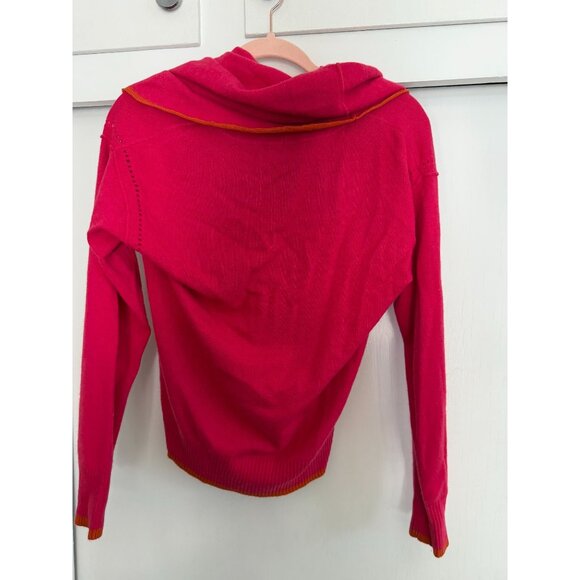 MICHAEL STARS HOT PINK ORANGE ACCENT COWL NECK SWEATER ONE SIZE WOMEN - Picture 4 of 4